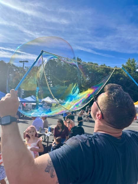 Pulling a bubble the size of a person